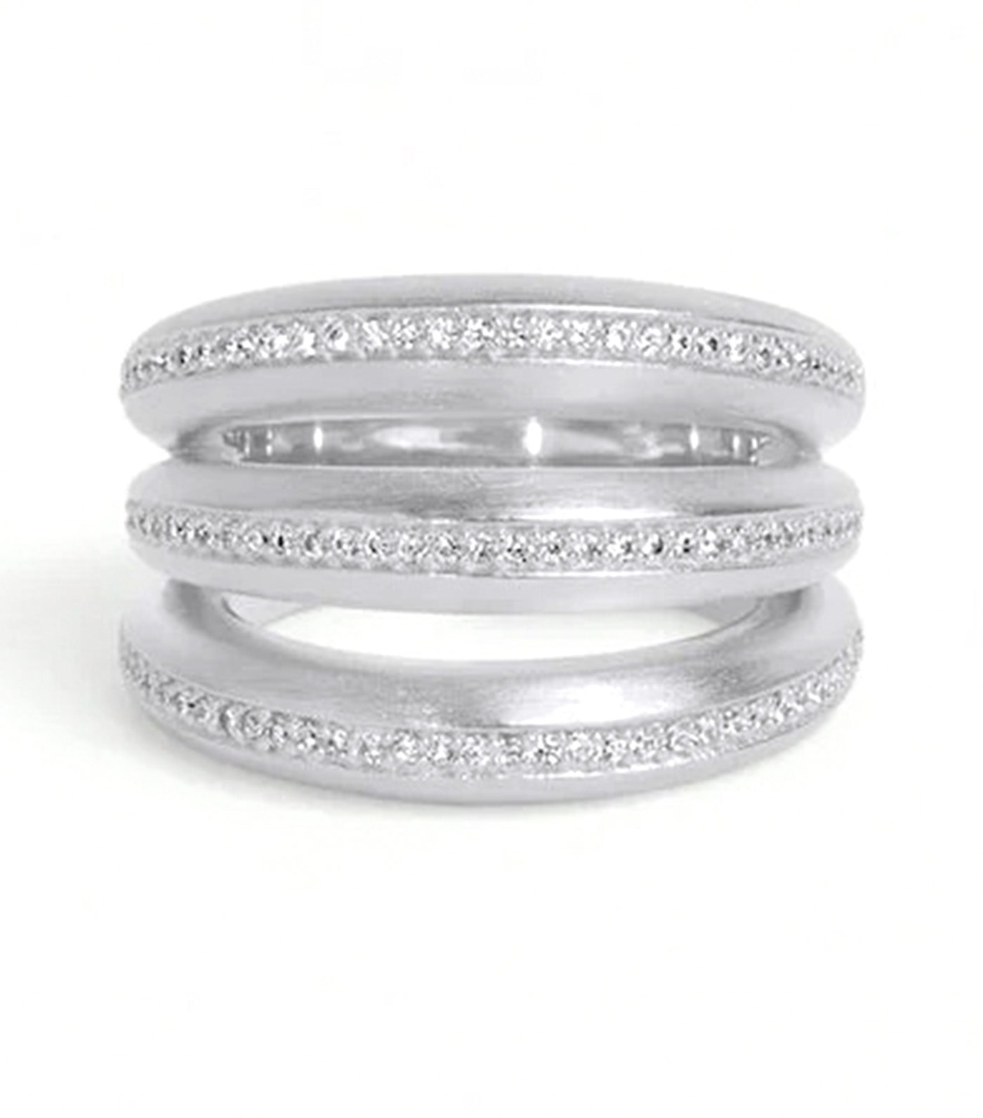 Dauphine Pave Stacking Ring Silver