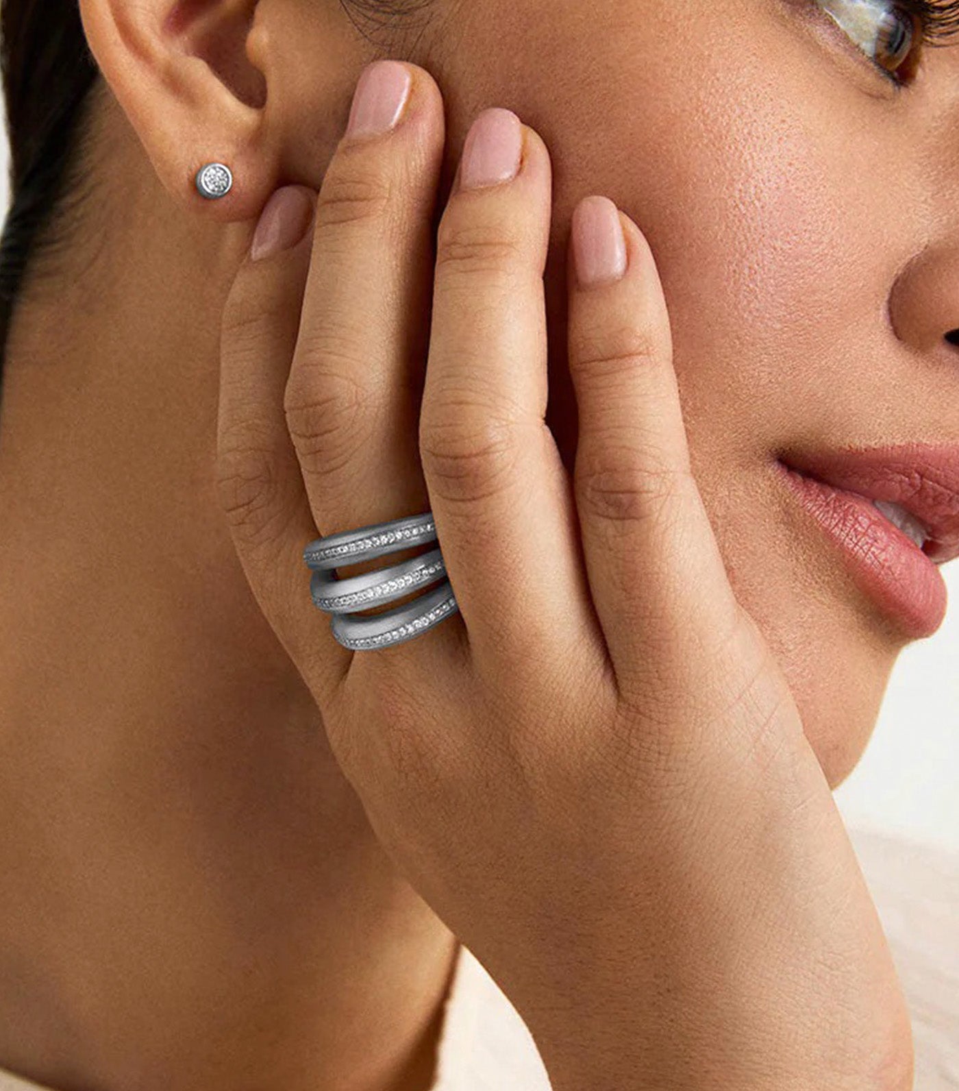 Dauphine Pave Stacking Ring Silver