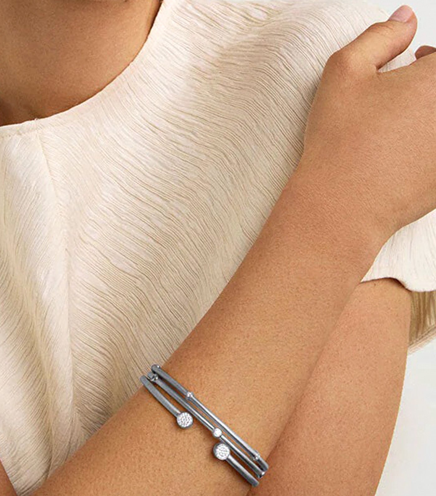 Orsay Pavé Bangle Bracelet Silver