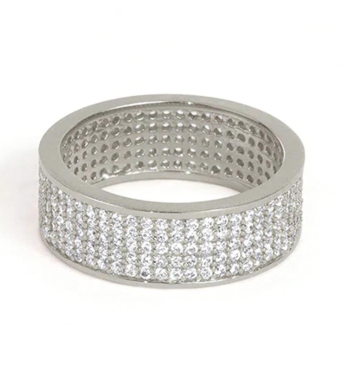 Petit Pavé Thick Stacking Ring Silver