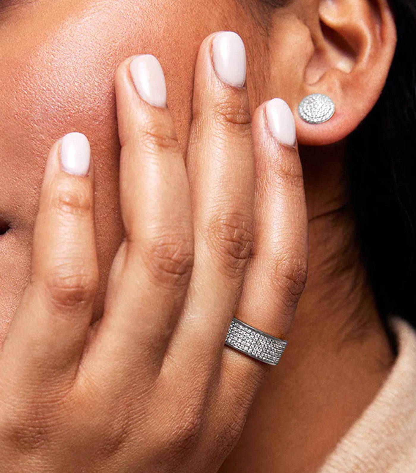 Petit Pavé Thick Stacking Ring Silver