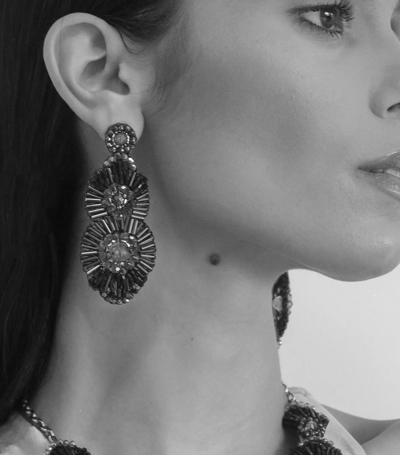 Mix Bishop Cascade Handmade Crochet Earrings Cherry Red