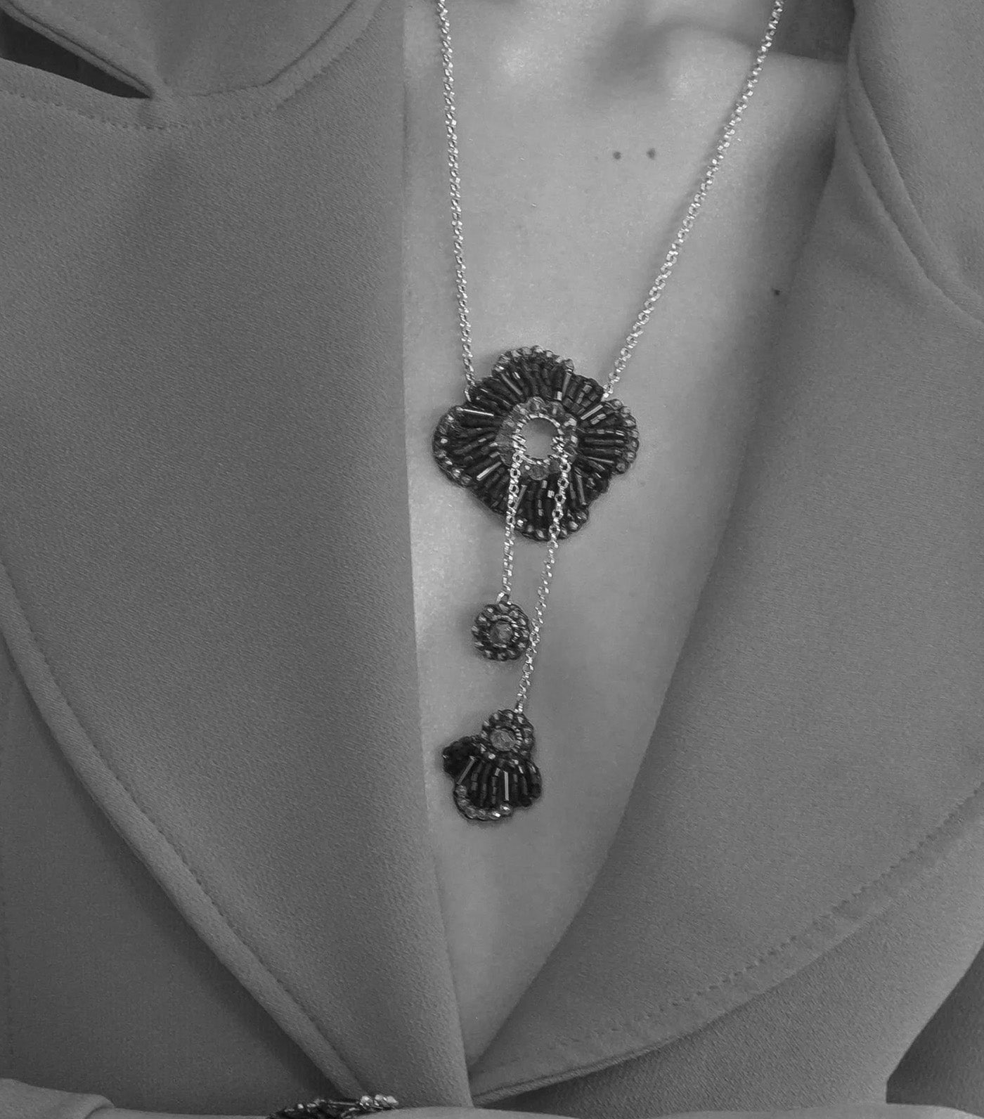 Mix Crown Dangle Handmade Crochet Necklace Cherry Red