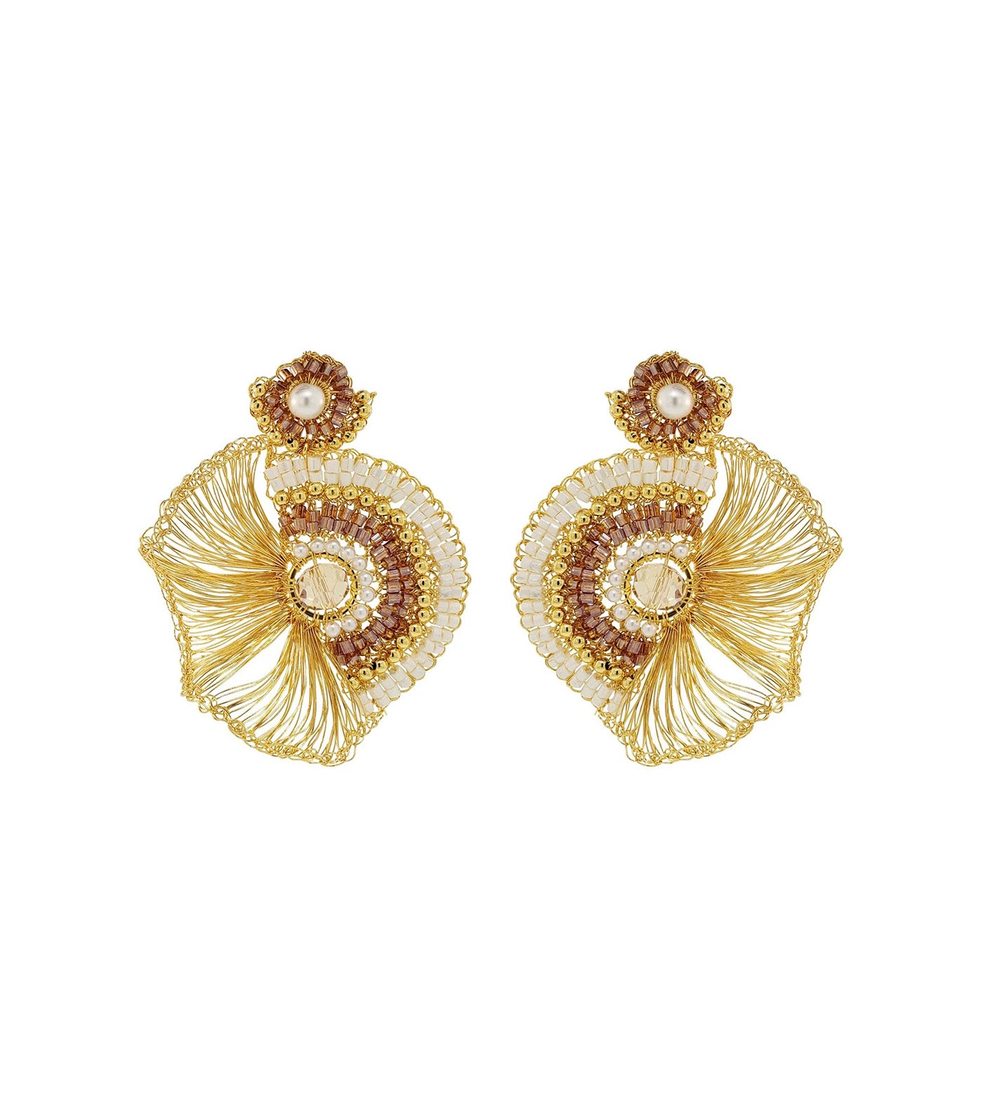 Mix Lia Handmade Crochet Earrings Golden