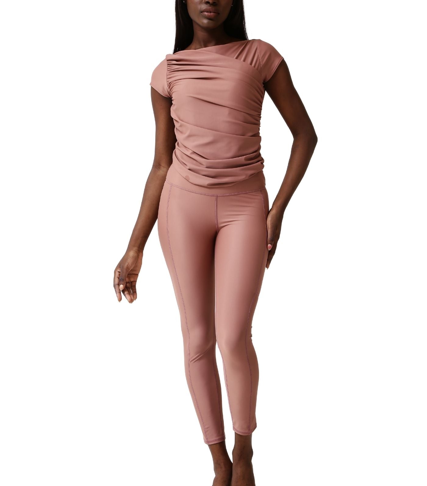 Diana Midi Capped Sleeve One-Piece Ruched Swimsuit Earth