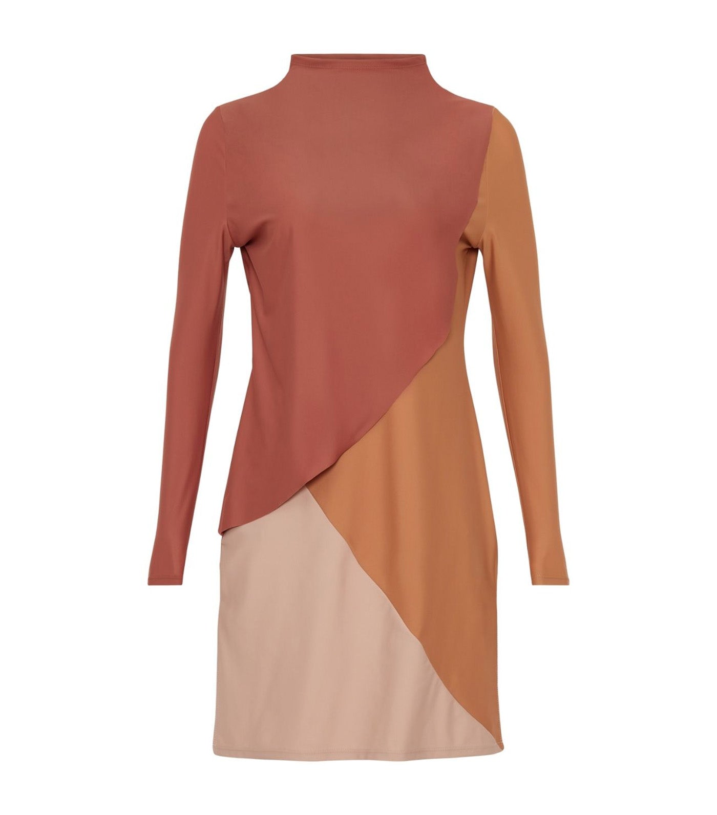 Cape Color-Block Swim Dress Clay