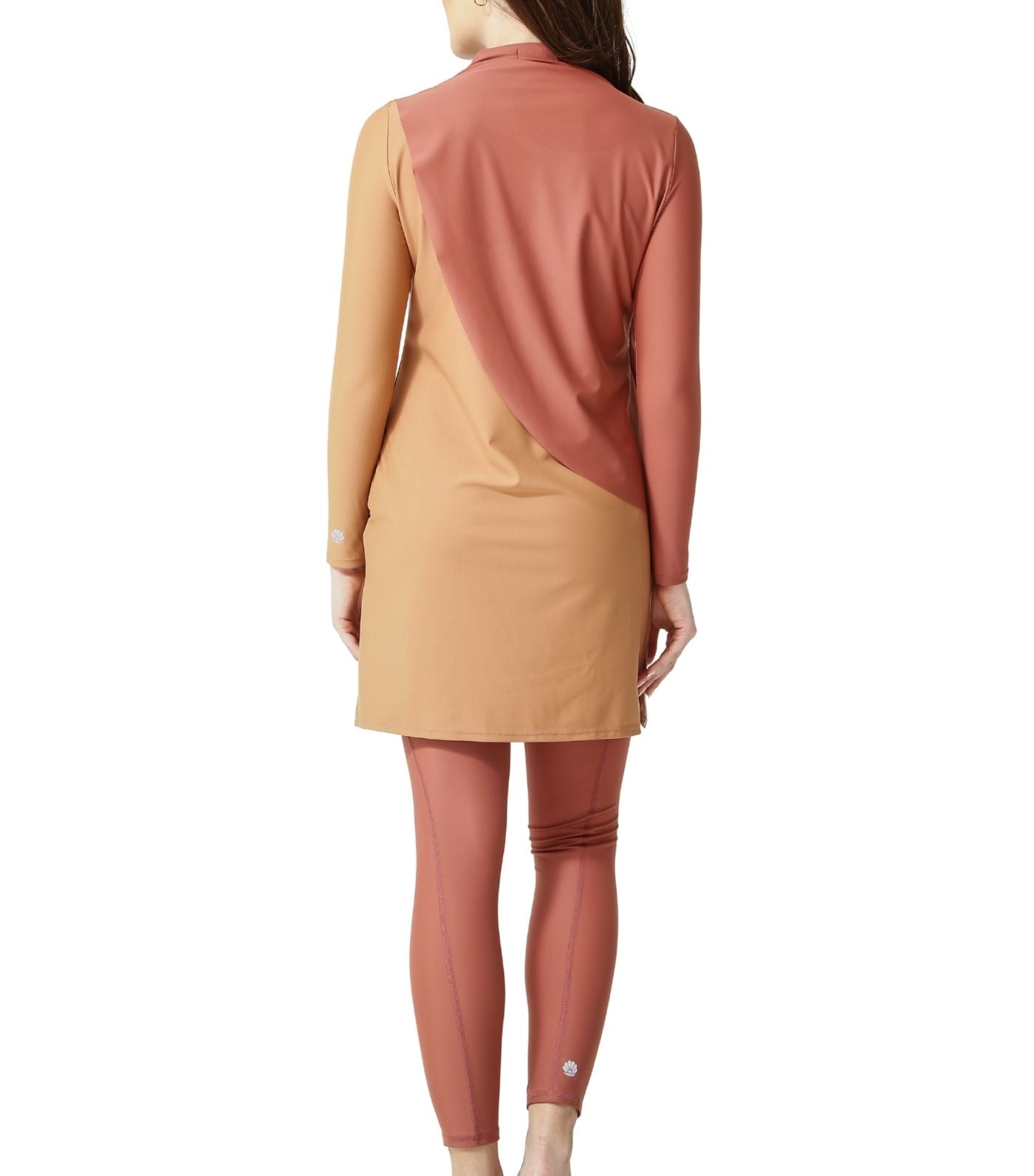 Cape Color-Block Swim Dress Clay