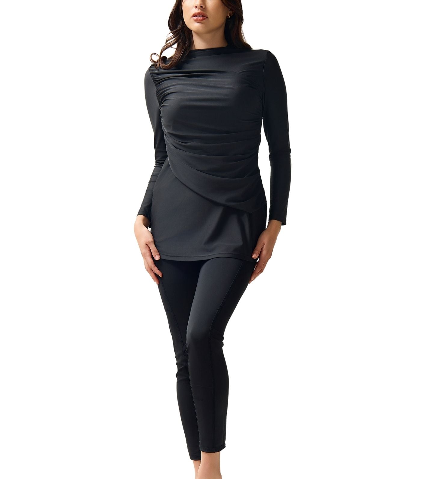 Diana Ruched Swim Dress Black