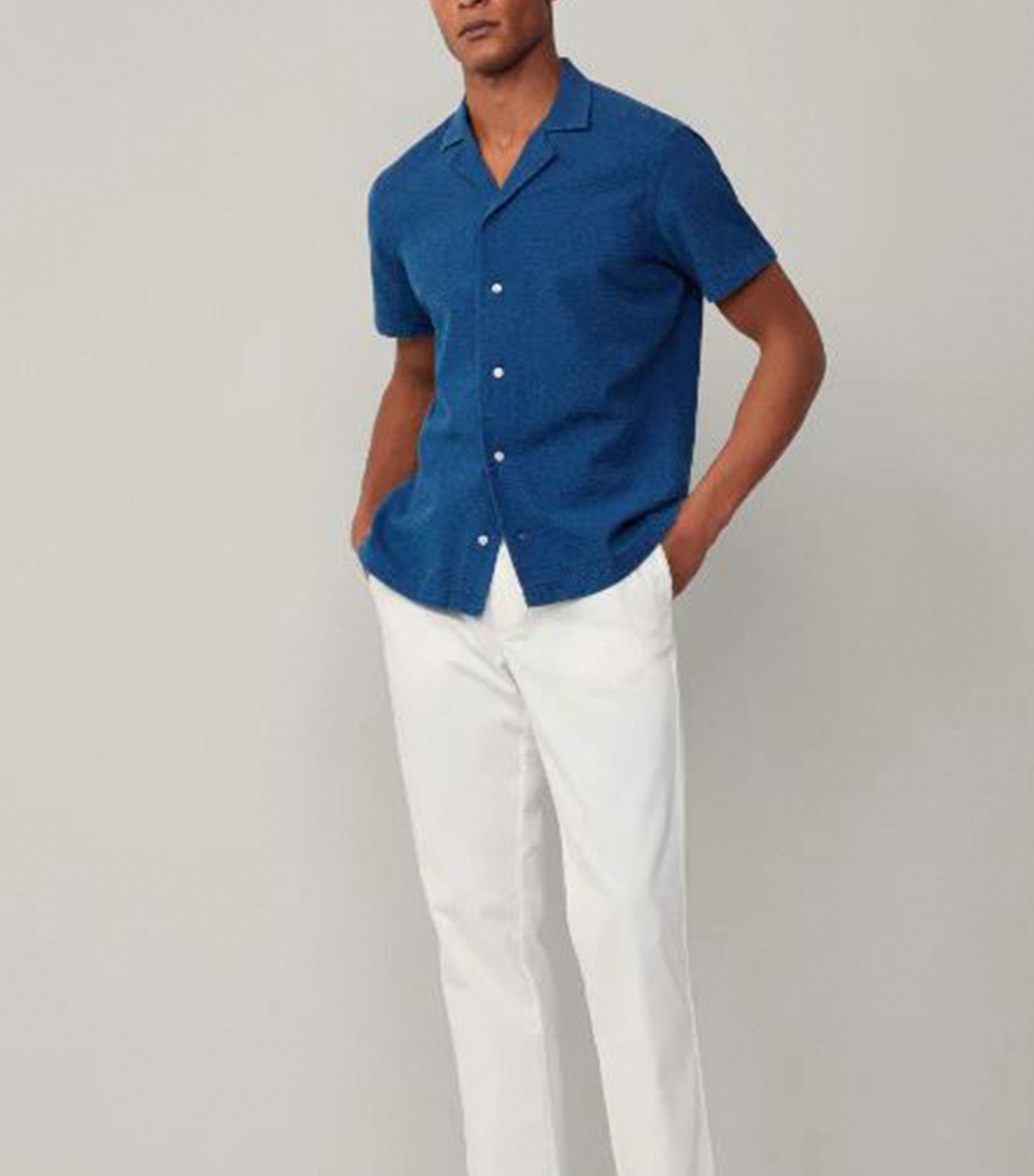Seersucker Short Sleeve Shirt Indigo Blue