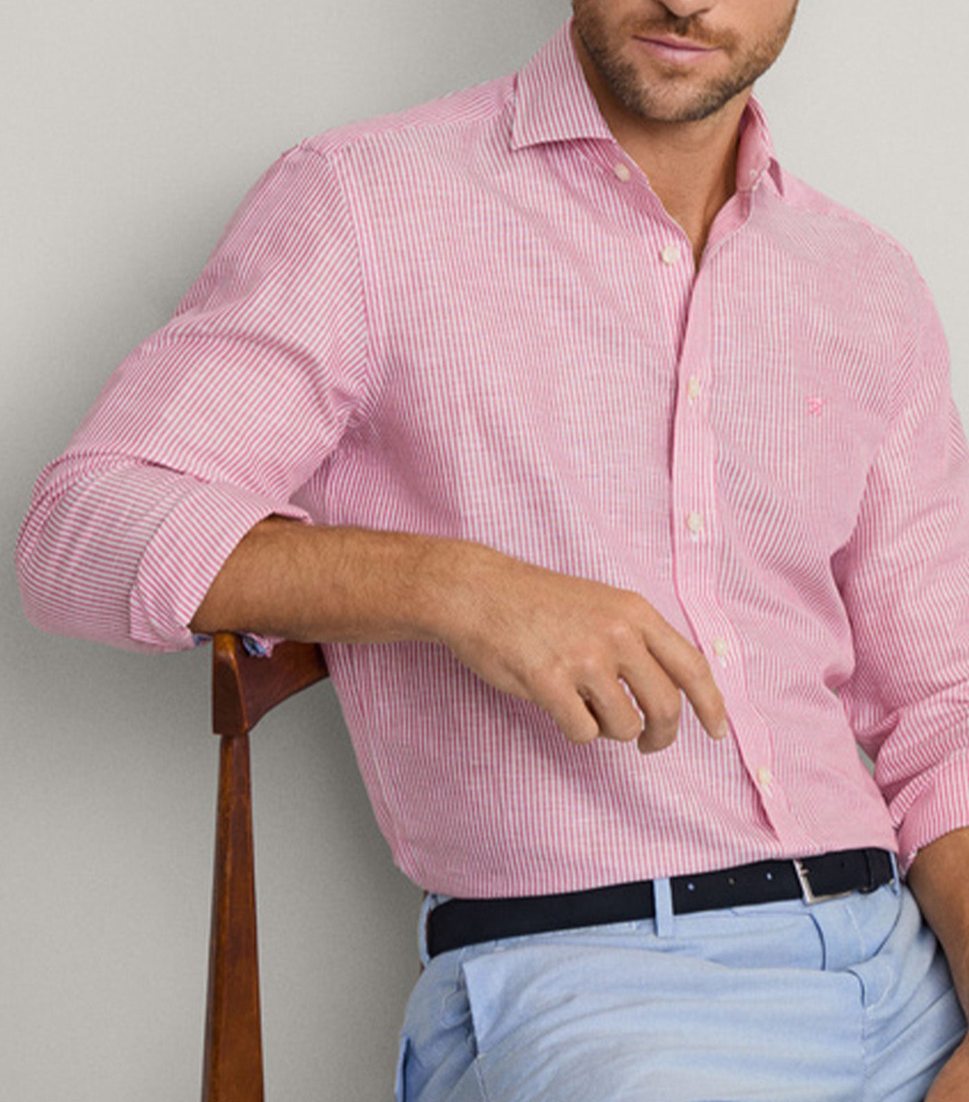 Tailored Fit Linen Bengal Stripe Shirt