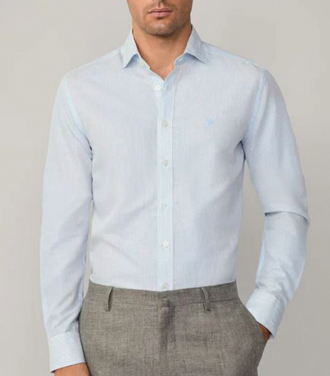 Tailored Fit Linen Bengal Stripe Shirt