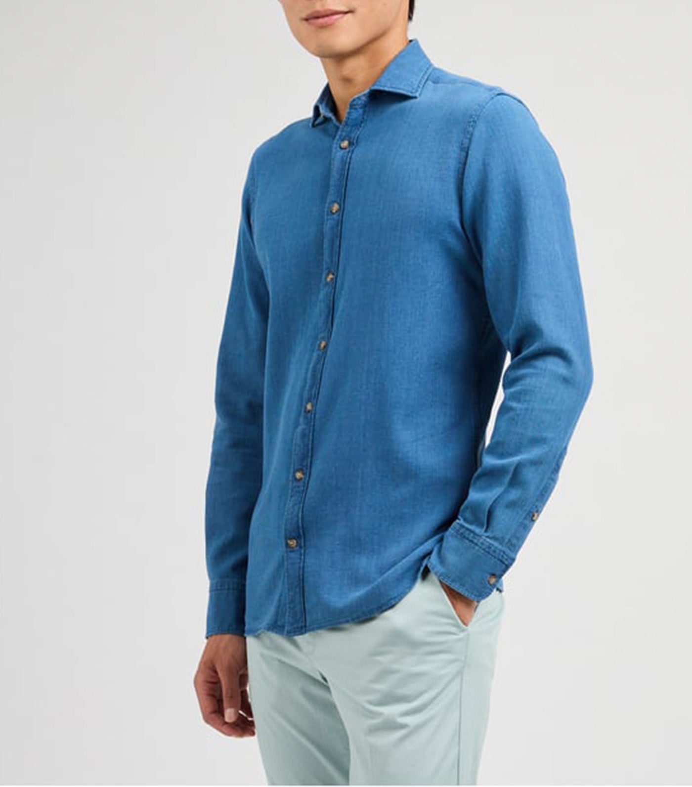 Textured Cotton Shirt Indigo Blue