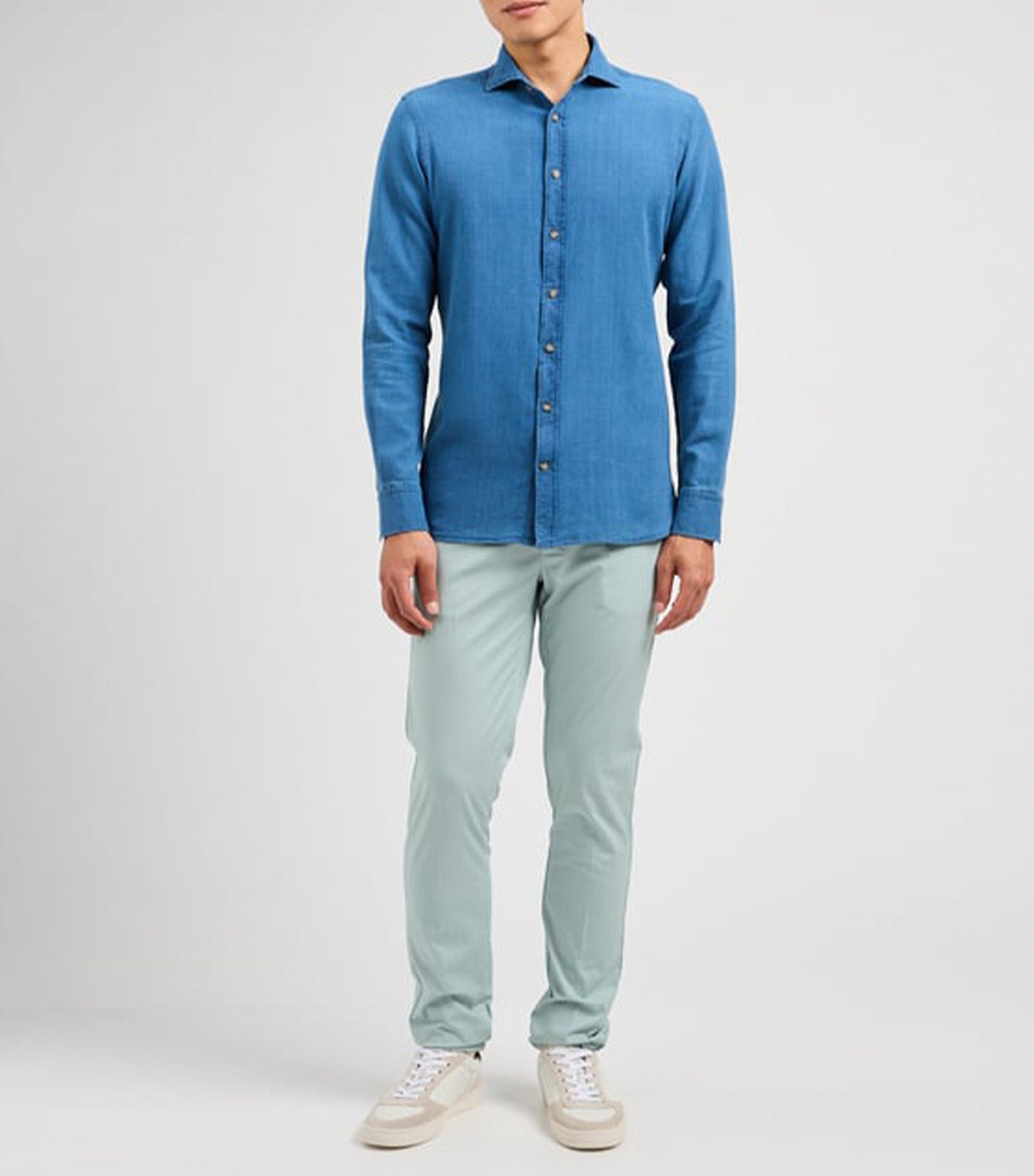 Textured Cotton Shirt Indigo Blue