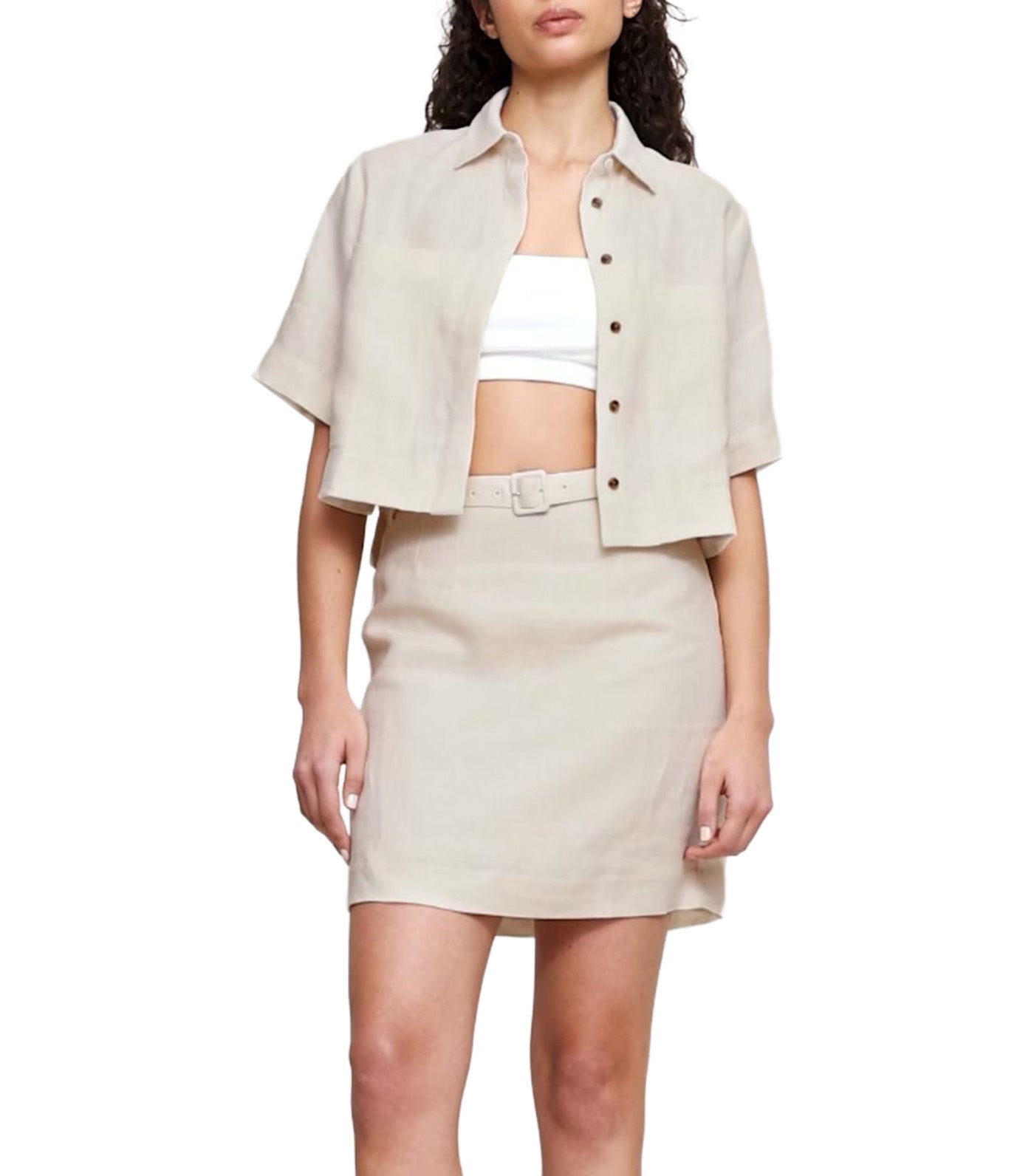 Boxy Linen Cropped Shirt