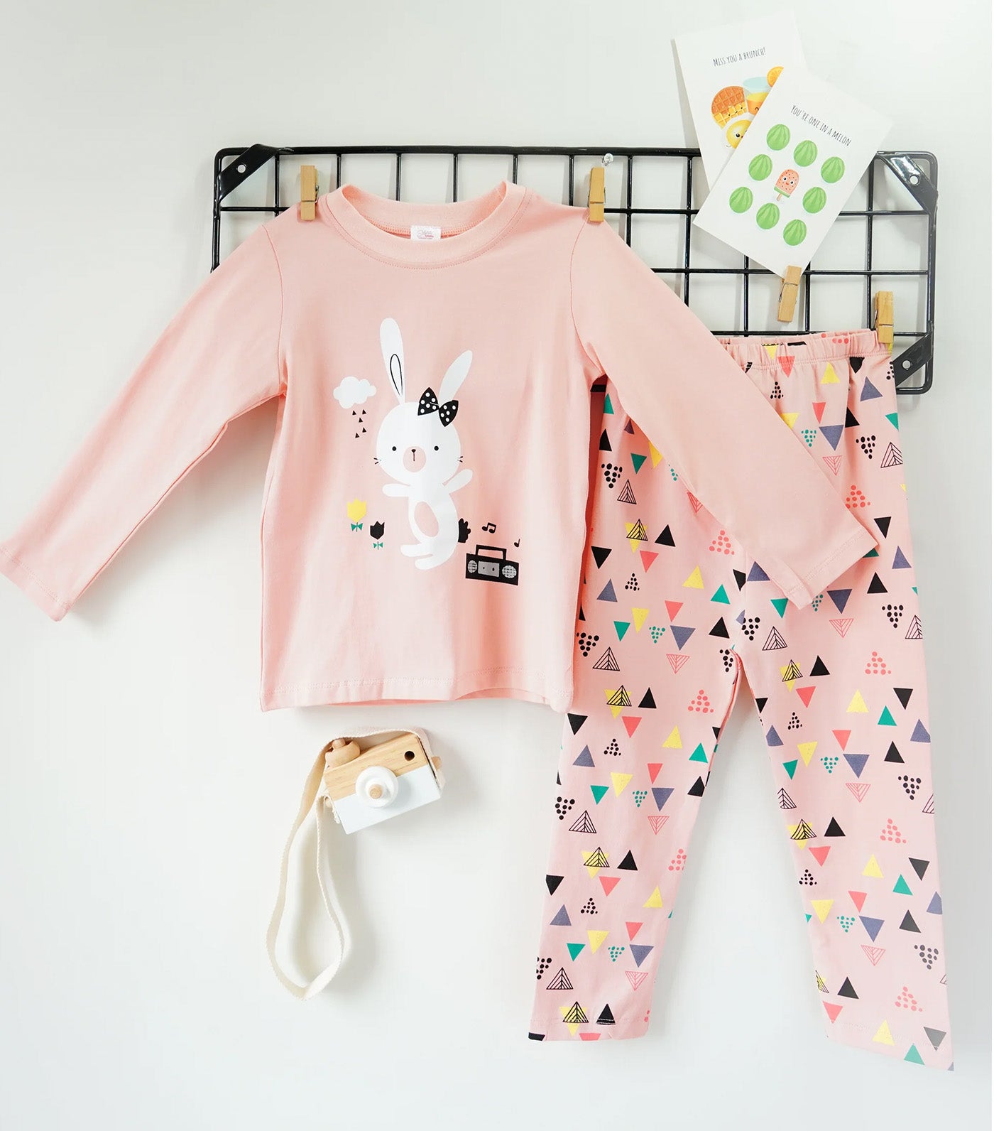 Dancing Bunny Loungewear Long Sleeves with Pants Peach