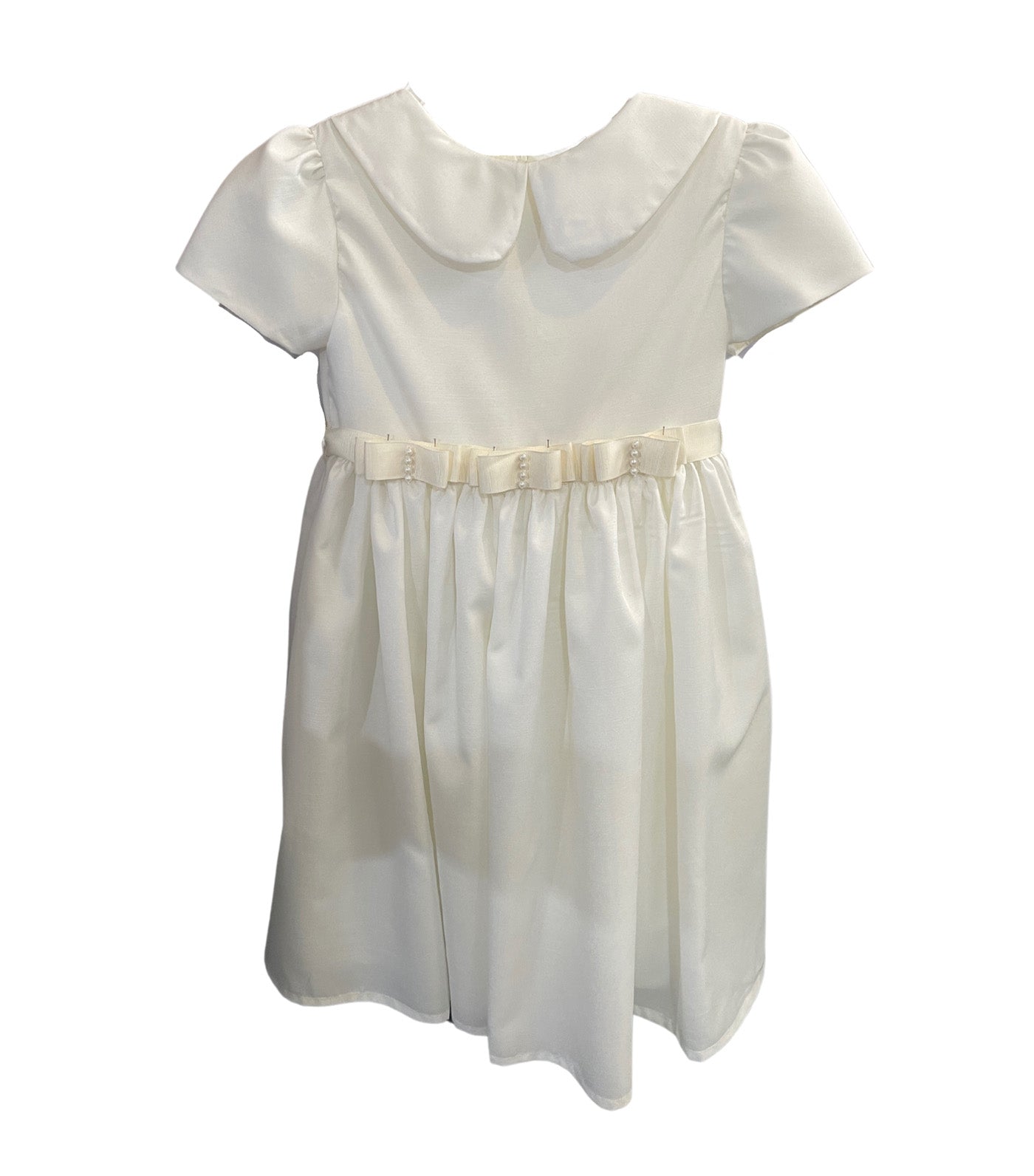 Juliana Slub Dress with Peter Pan Collar Ecru