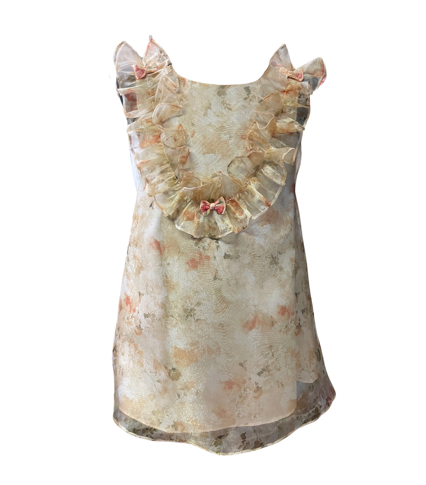 Dahlia Floral A-Line Dress Peach