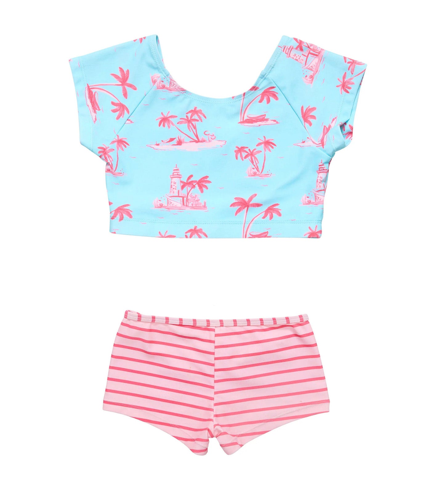 Lighthouse Island Sustainable Crop Shortsleeved Rash Top Set Blue