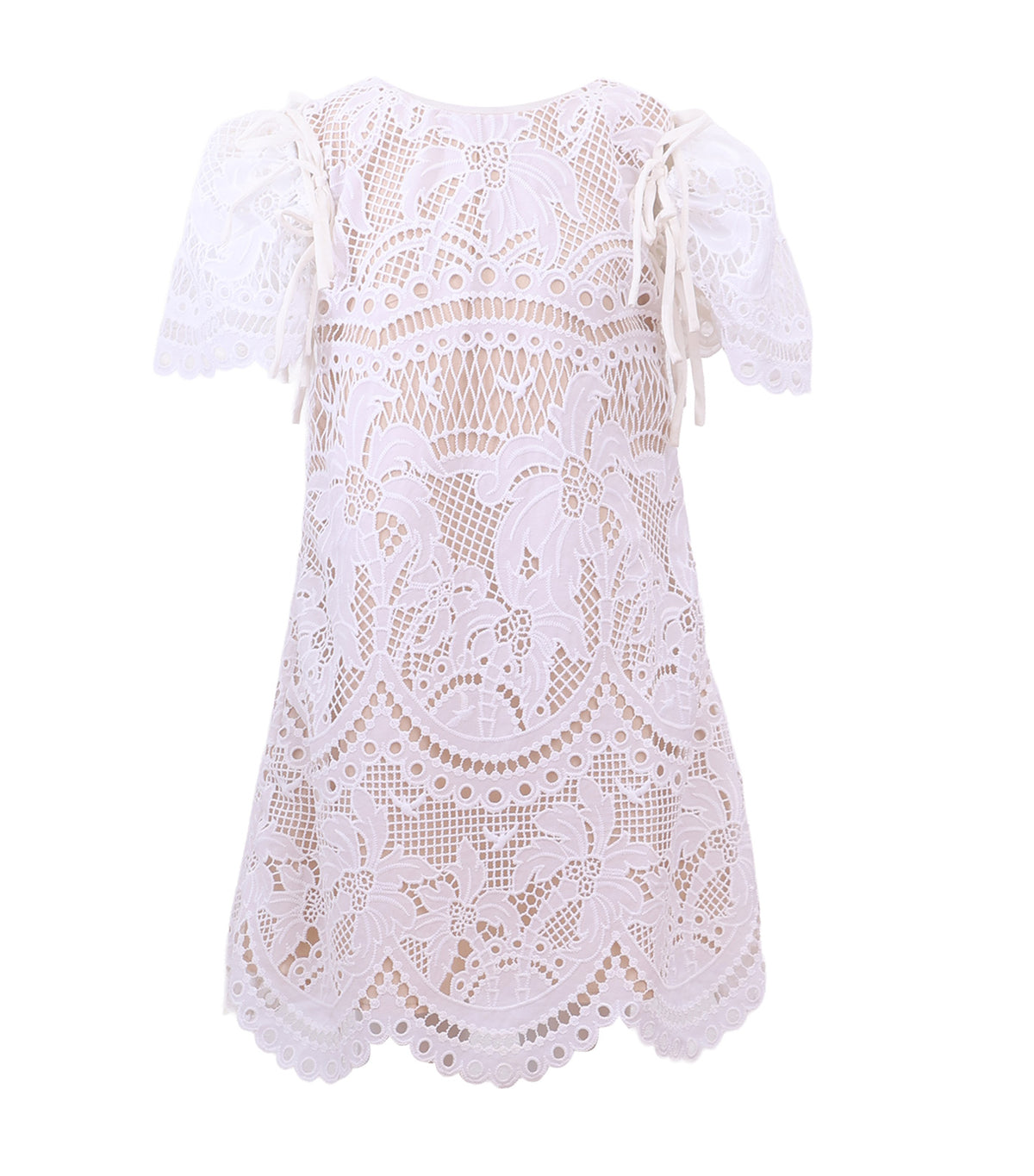 Lace Filipiñana Dress with Detachable Soft Sleeves White