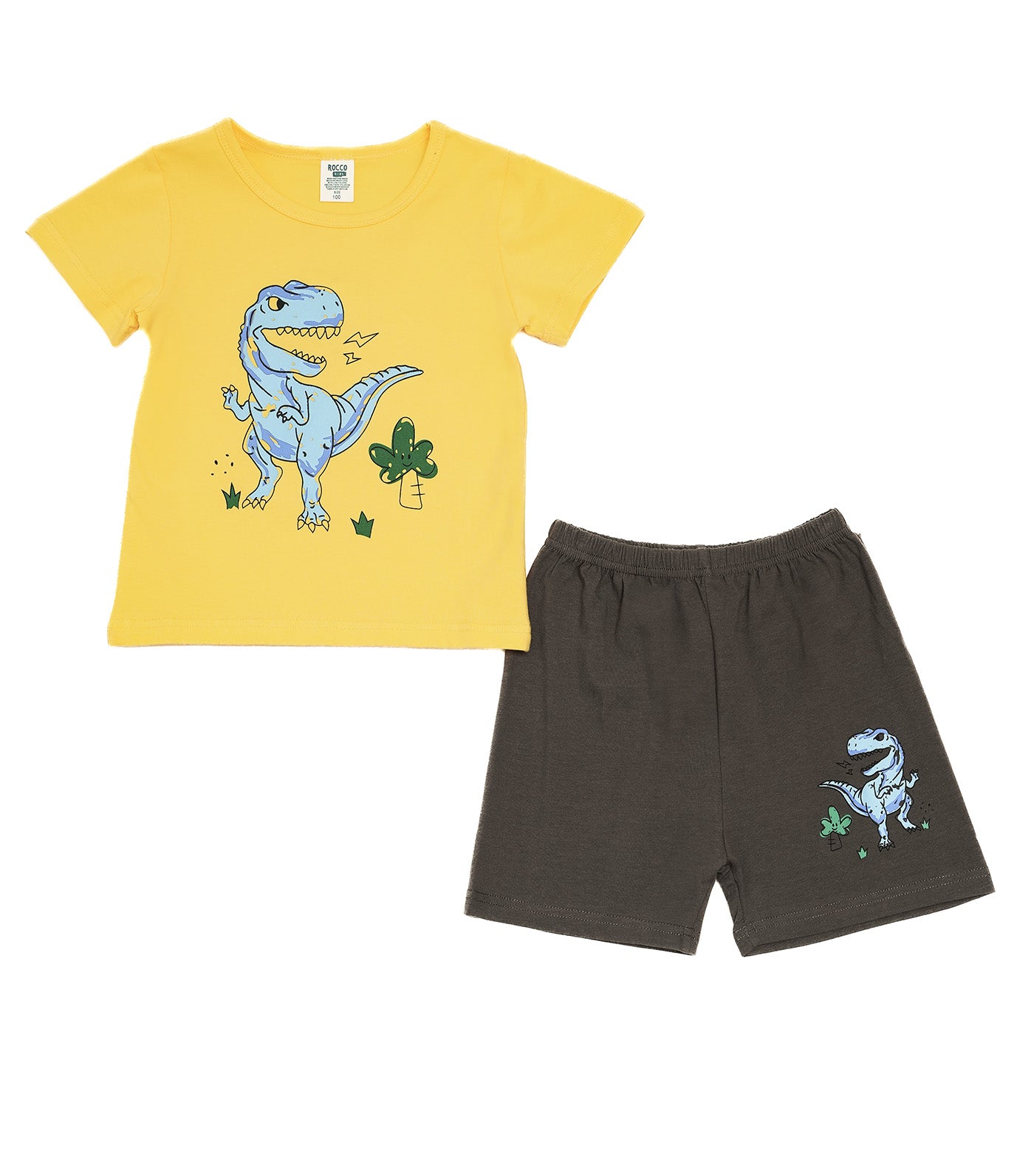 Boys Short Sleeve Top and Bottom T-Rex Dino