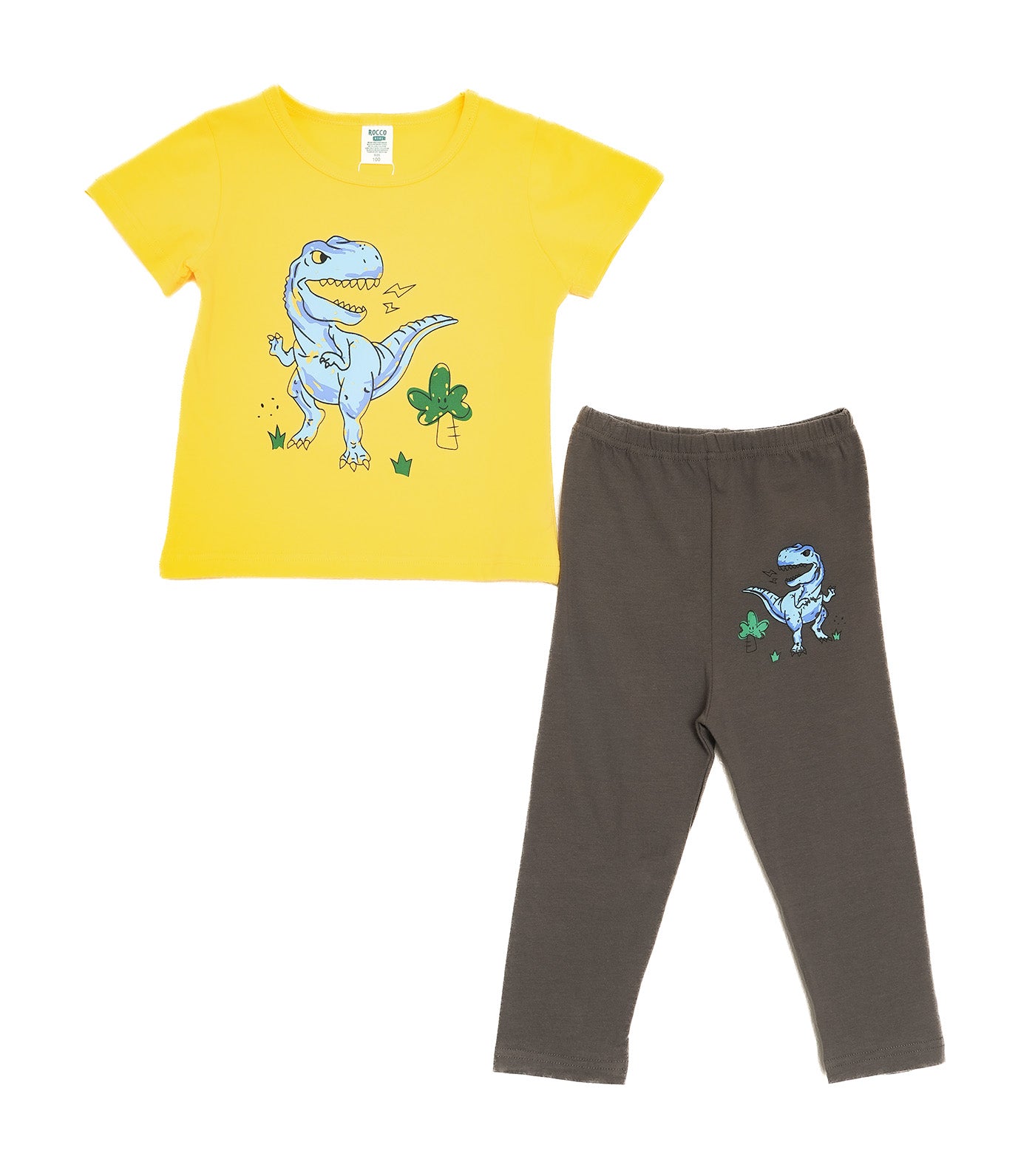 Boys Short Sleeve Top and Bottom T-Rex Dino