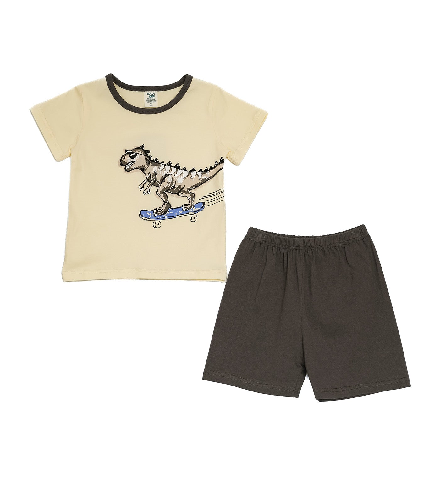 Boys Short Sleeve Top and Bottom Riding Dino