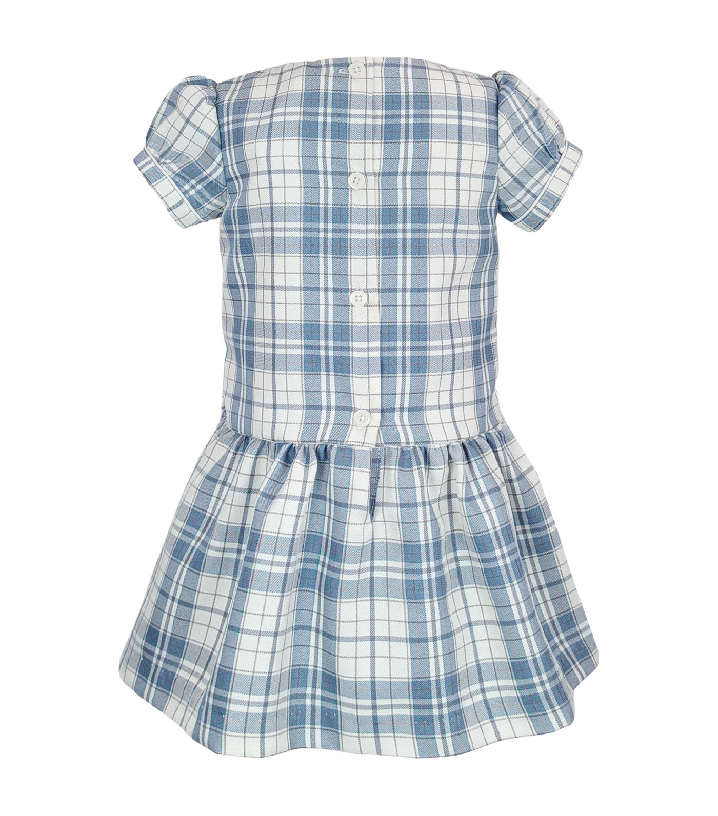 Maeva Baby Girl Checkered Dress with Bows Blue