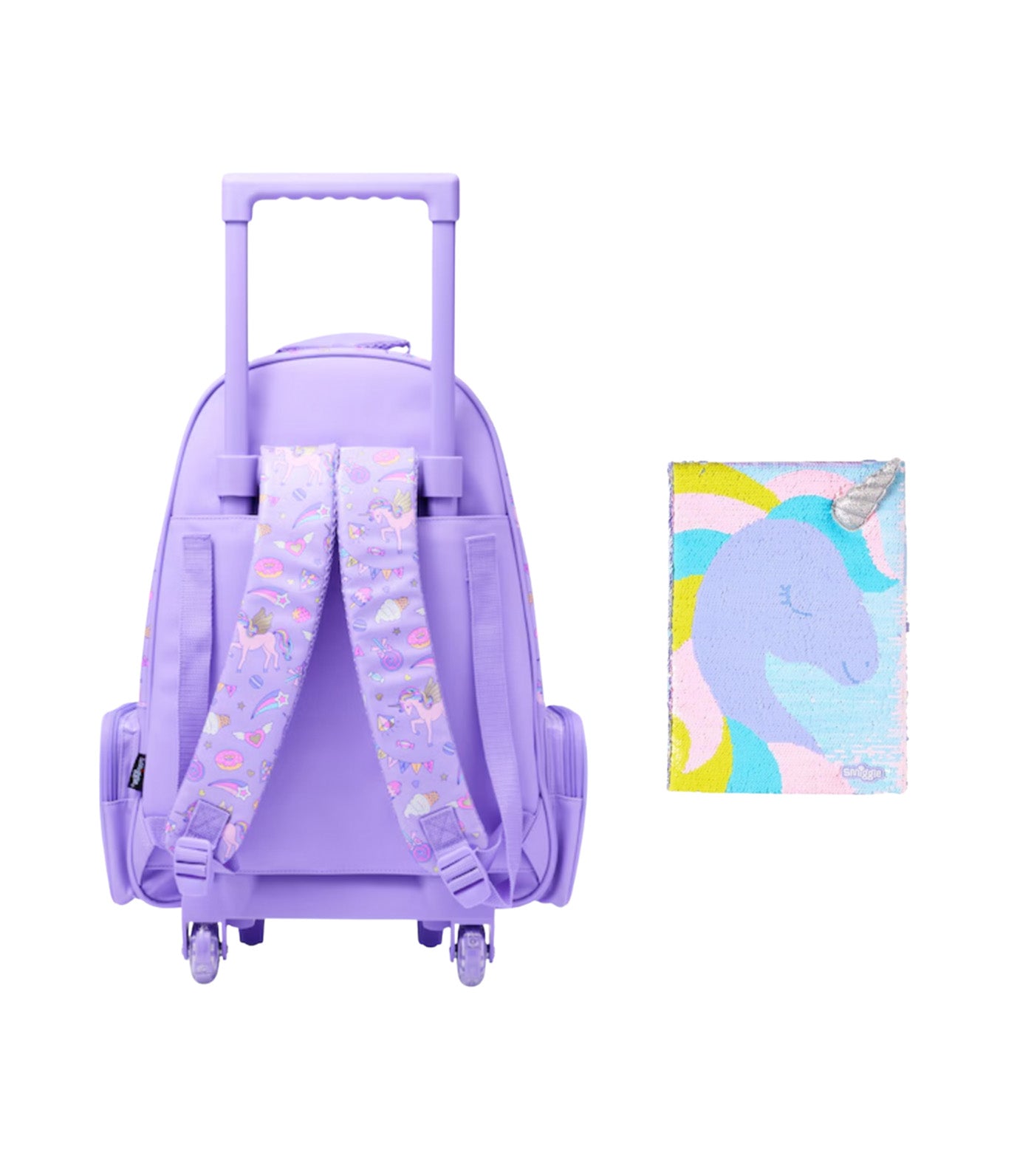 Funfair Backpack Trolley with Light Up Wheels Purple/Pink