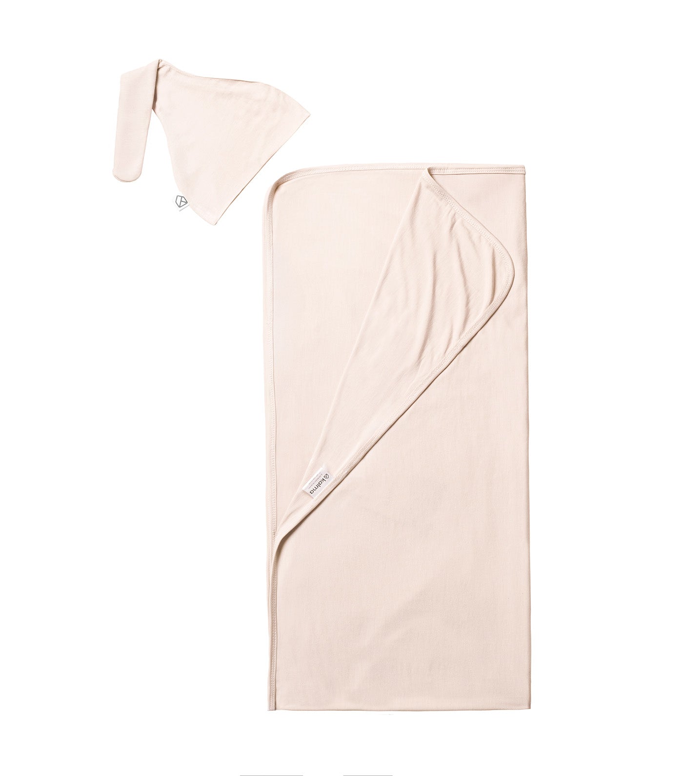 Blake Bamboo Swaddle Blanket with Hat Cream