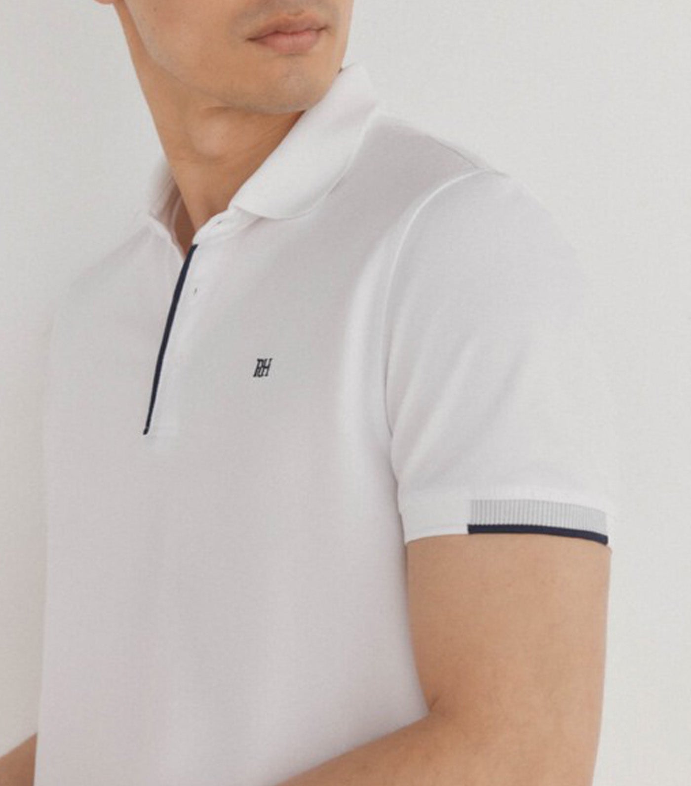 Pedro del Hierro Contrast Cuff Polo Shirt White