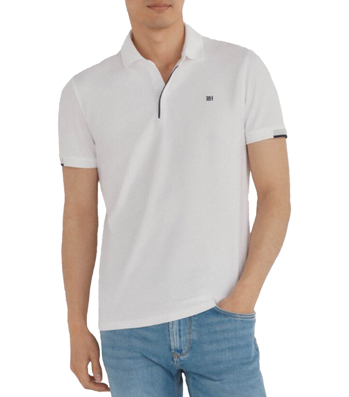Pedro del Hierro Contrast Cuff Polo Shirt White