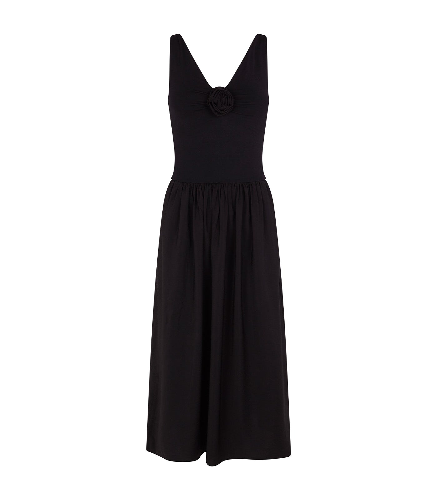 Floral Combination Dress Black