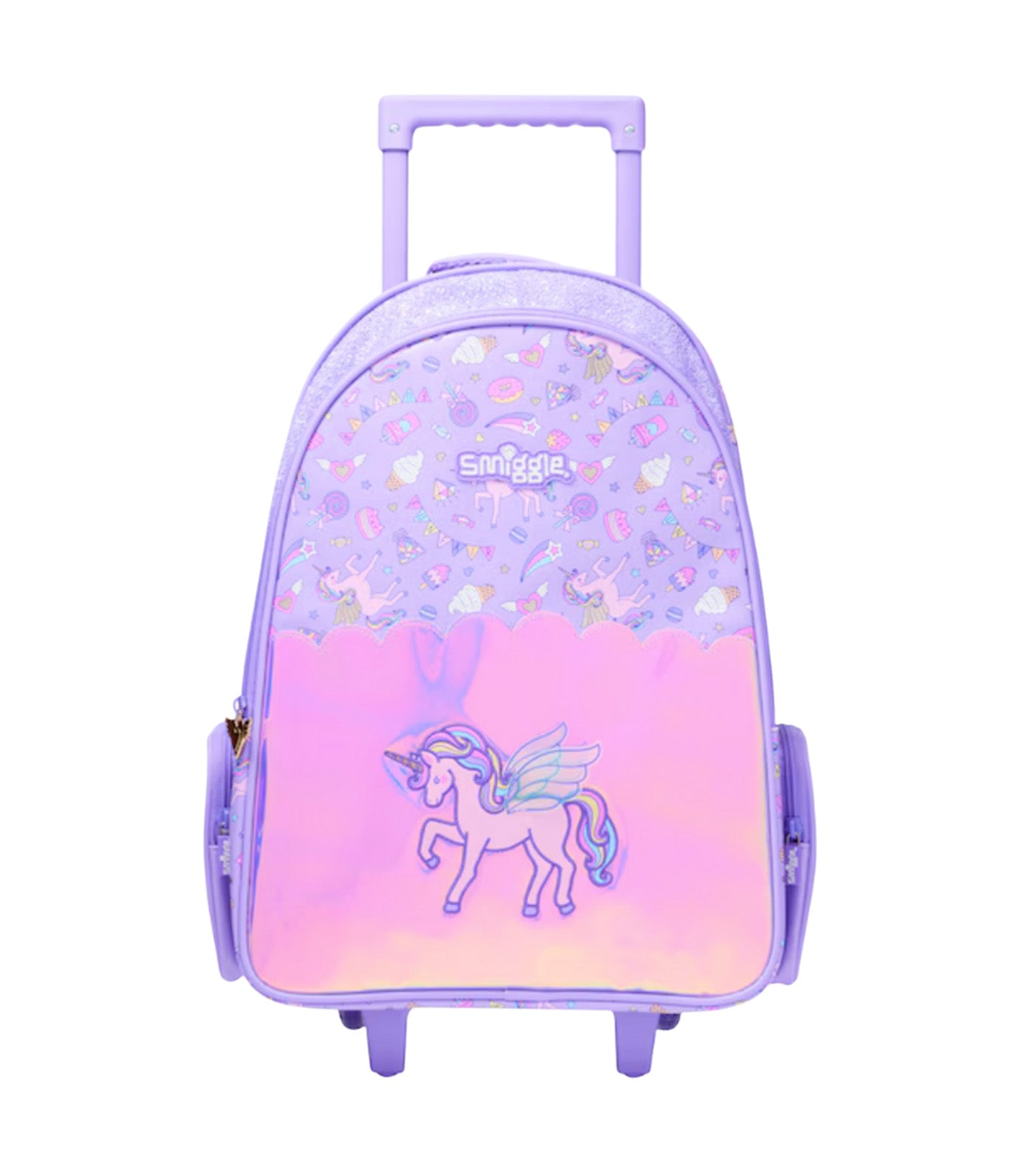 Funfair Backpack Trolley with Light Up Wheels Purple/Pink