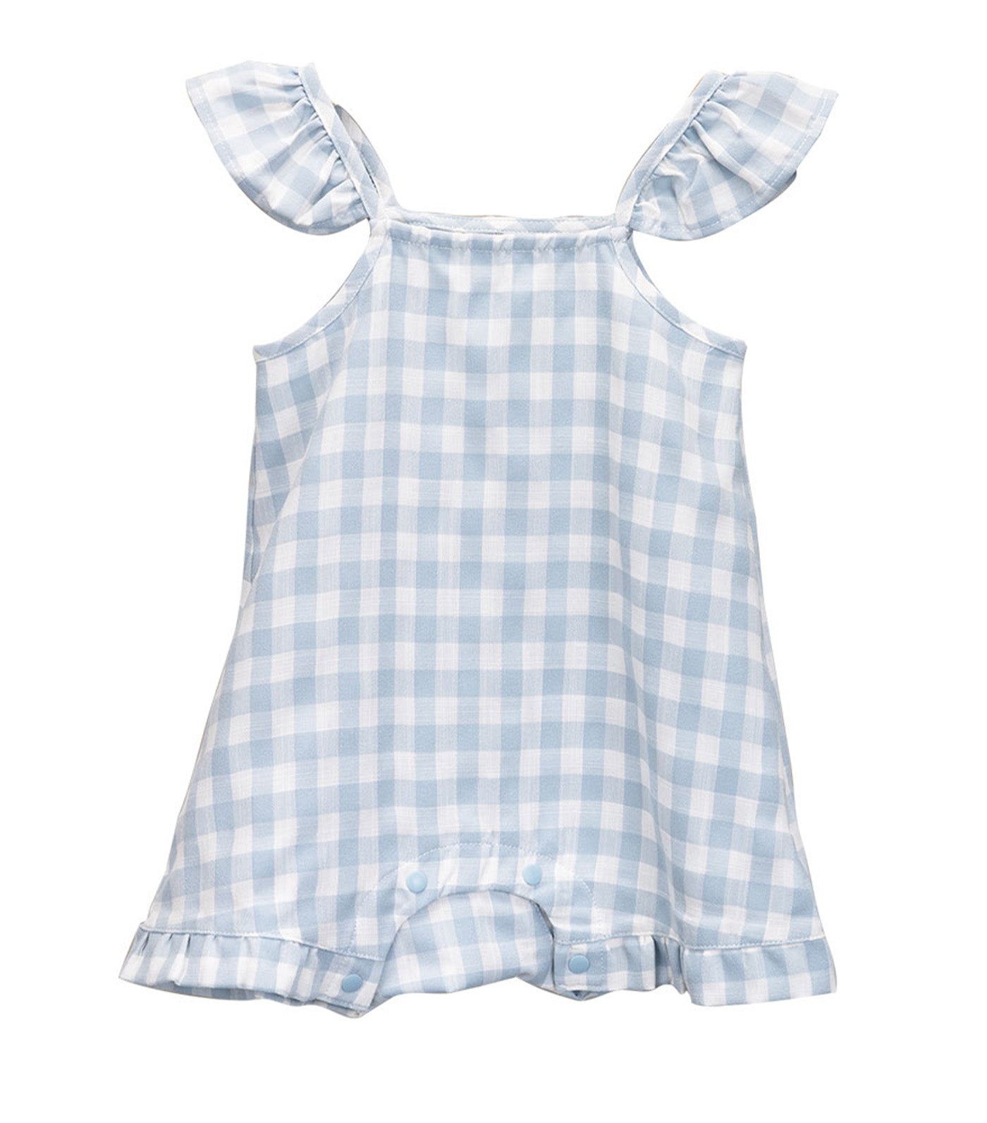 Meet My Feet Mallows Rio Checkered Ruffle Romper Blue