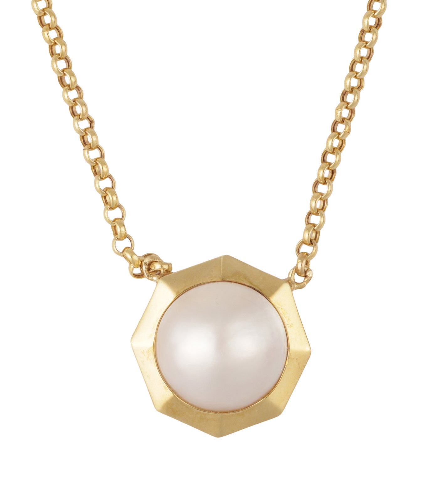Mobe Pearl Necklace Yellow Gold