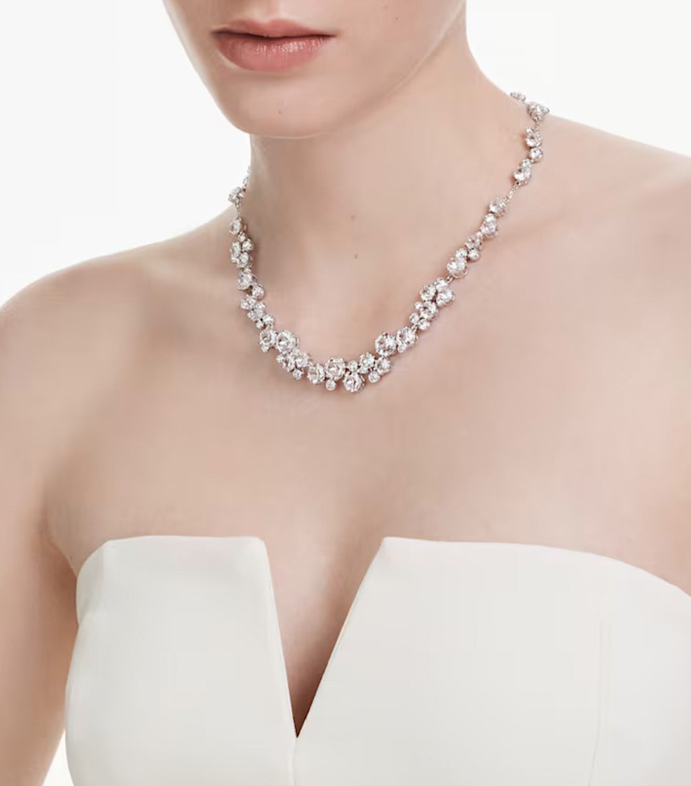 Constella Necklace Round Cut, White, Rhodium Plated, White