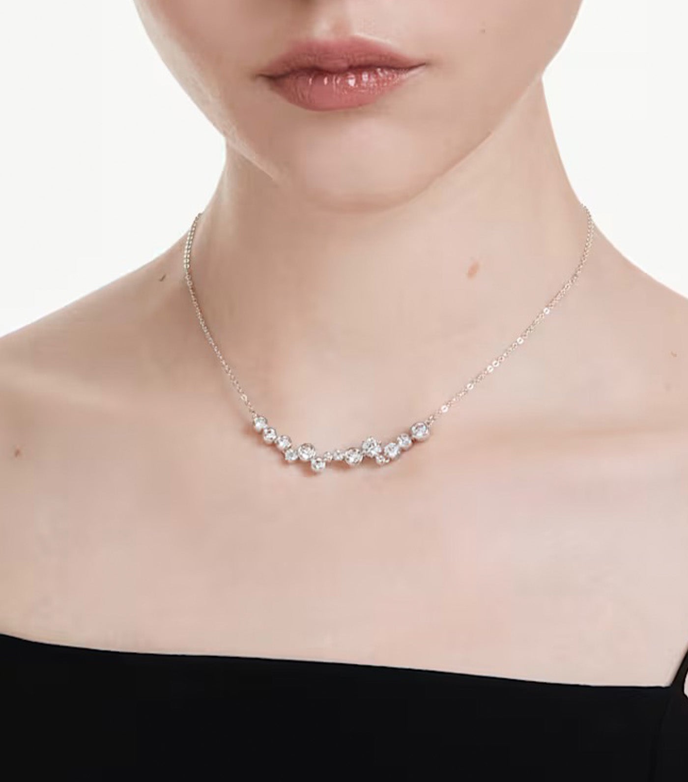Constella Necklace  Mixed Cuts, Rhodium Plated, White