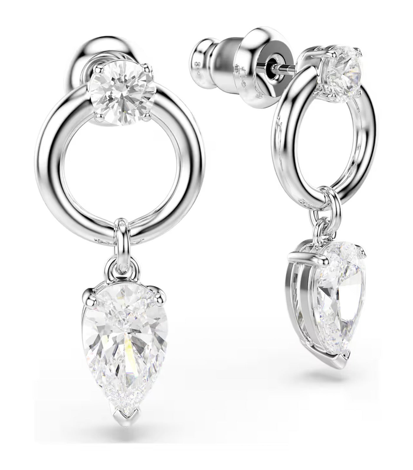 Mesmera Drop Earrings Mixed Cuts, Rhodium Plated, White