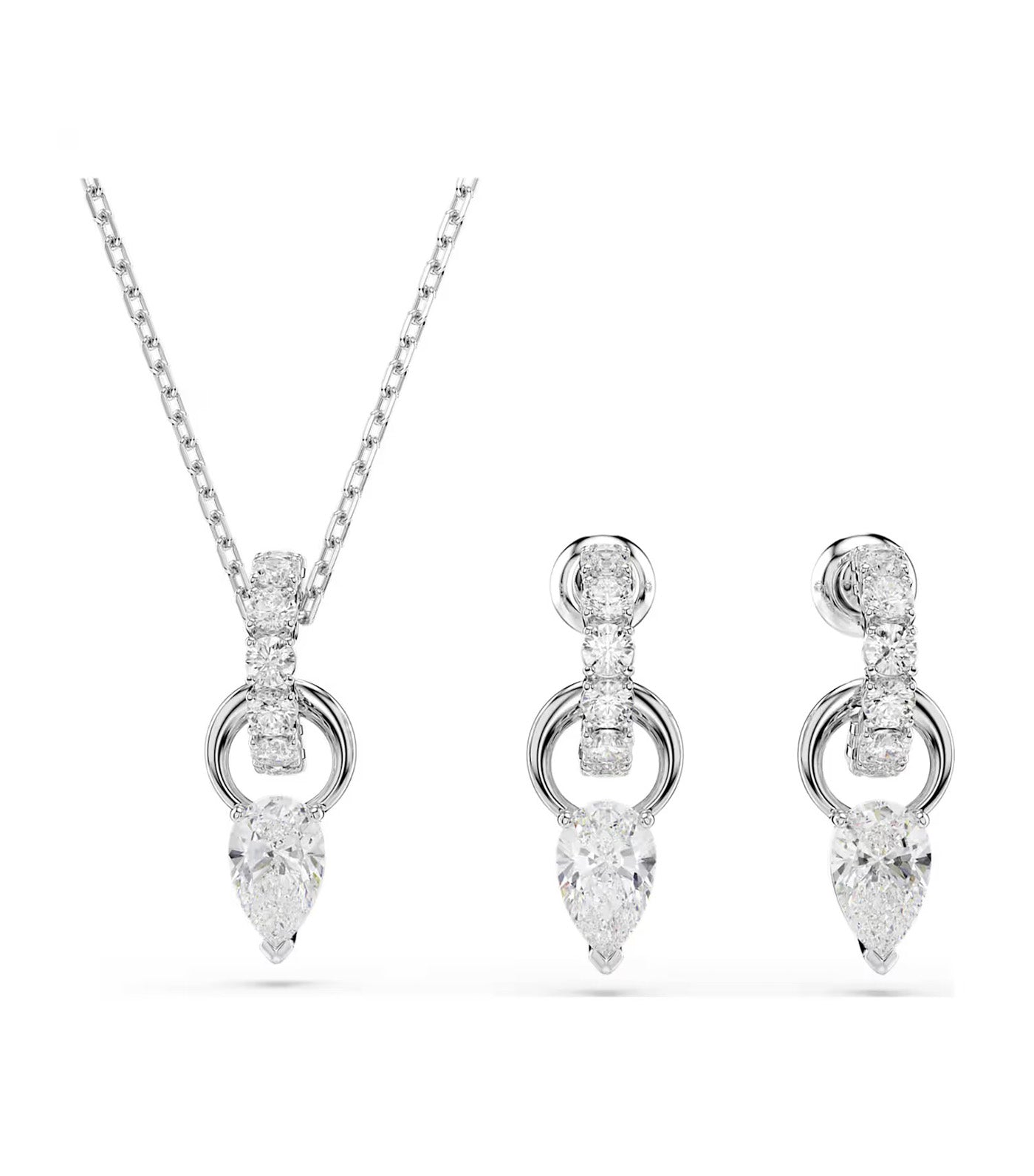 Mesmera Set Pear Cut, Round Cut, Rhodium Plated, White