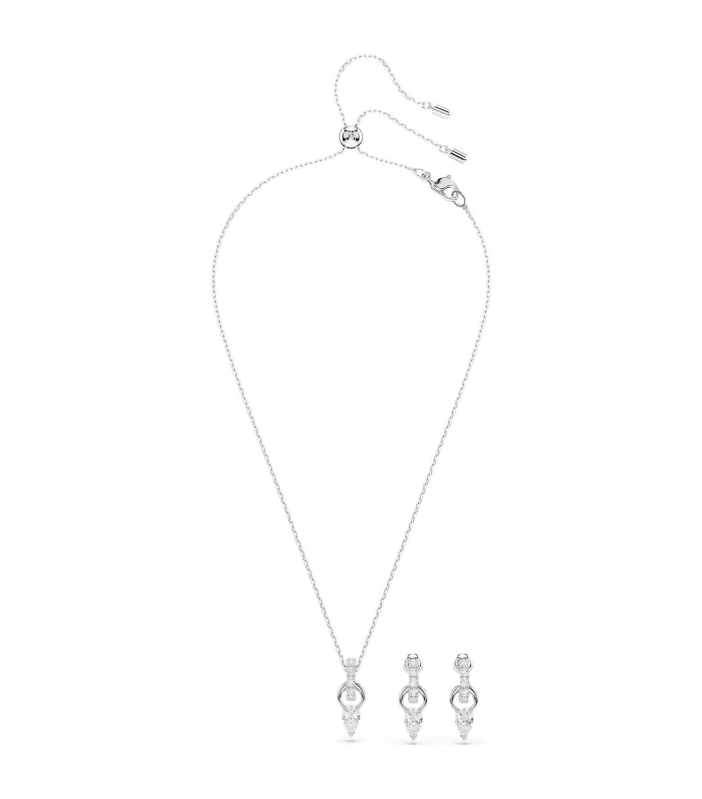 Mesmera Set Pear Cut, Round Cut, Rhodium Plated, White