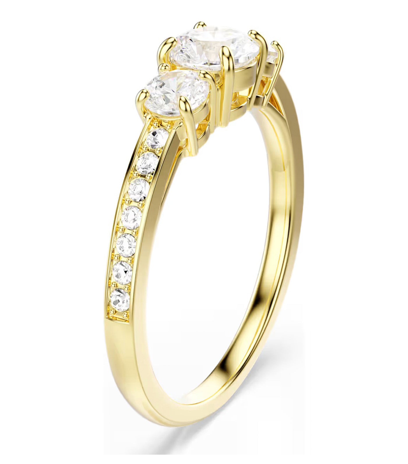 Stilla Attract Ring Round Cut, Gold-Tone Plated, White