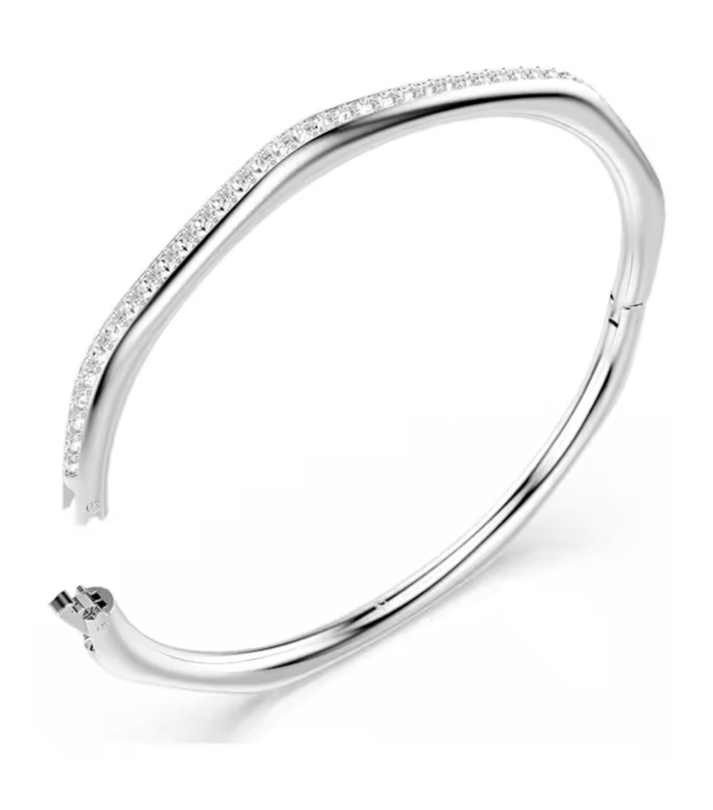 Dextera Bangle Octagon Shape, Round Cut, White, Rhodium Plated