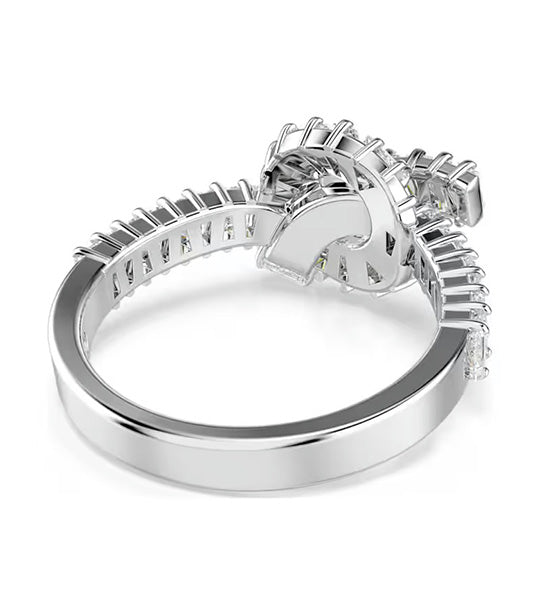 Matrix Ring Baguette Cut, Knot, Rhodium Plated, White
