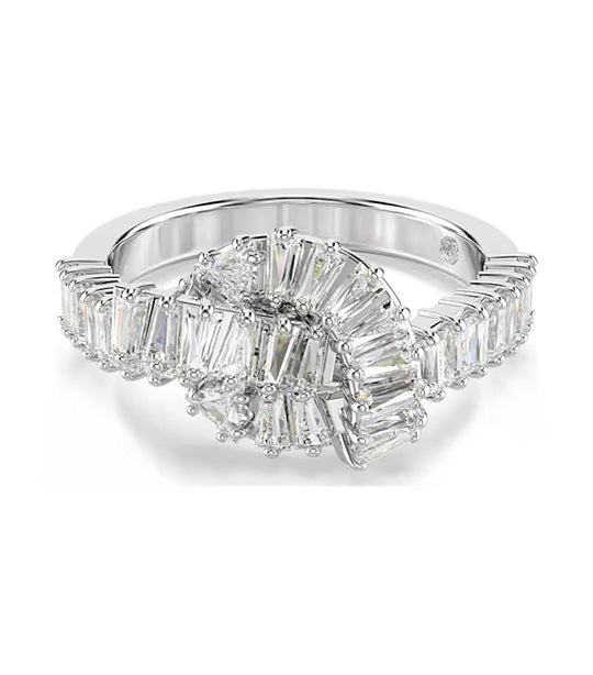 Matrix Ring Baguette Cut, Knot, Rhodium Plated, White