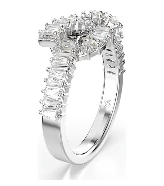 Matrix Ring Baguette Cut, Knot, Rhodium Plated, White