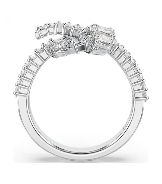 Matrix Ring Baguette Cut, Knot, Rhodium Plated, White