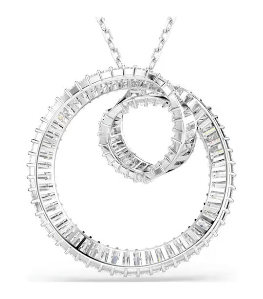 Matrix Pendant Baguette Cut, White, Rhodium Plated, White
