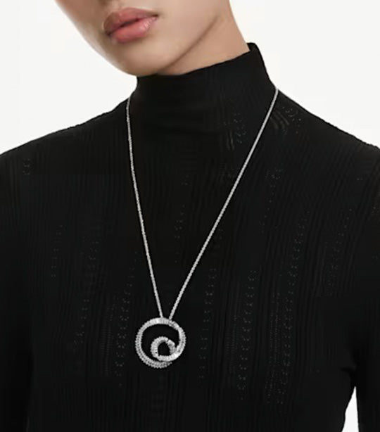 Matrix Pendant Baguette Cut, White, Rhodium Plated, White