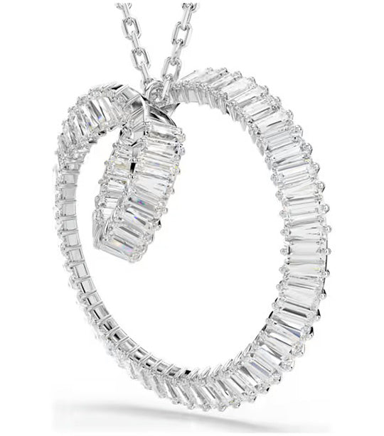 Matrix Pendant Baguette Cut, White, Rhodium Plated, White
