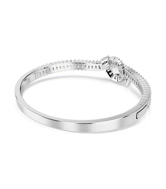 Matrix Bangle Small Baguette Cut, Knot, Rhodium Plated, White